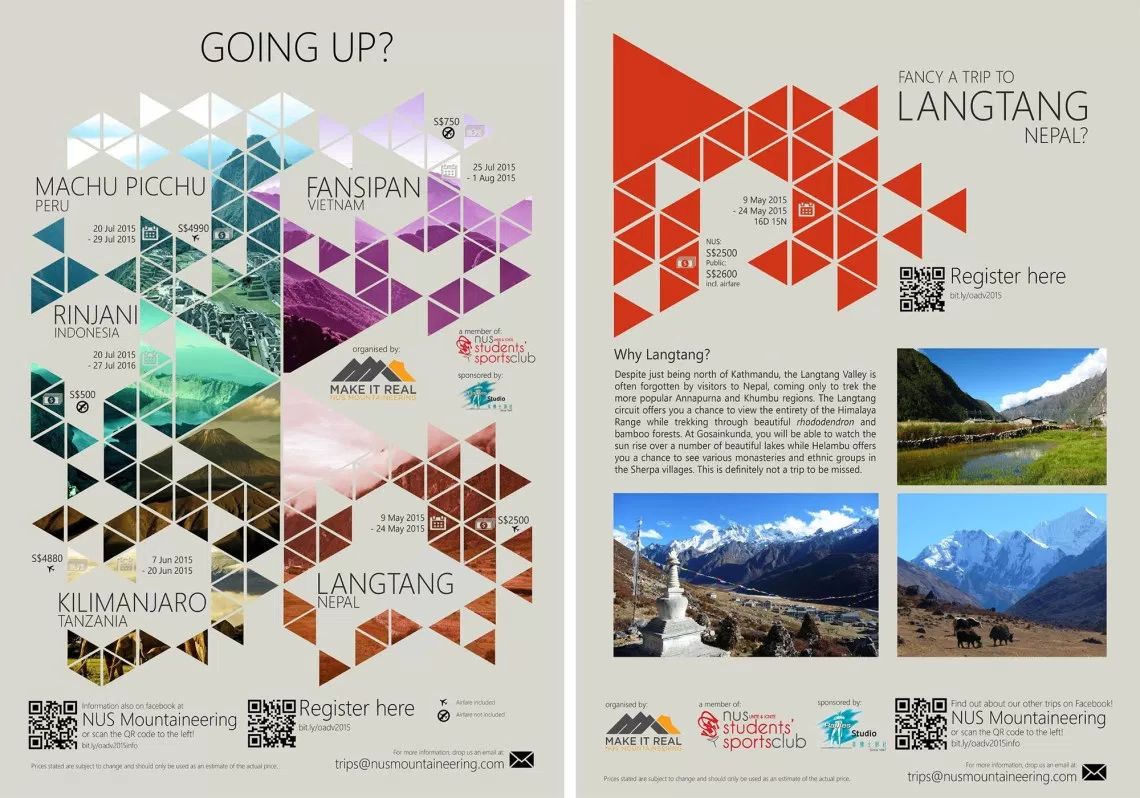 Publicity posters for the Summer 2015 trips.
